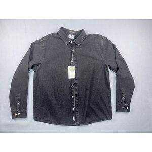 Larrson & Co. Women's Freddie Black 100% Cotton Denim Button Down Shirt Size XL